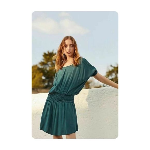 NWT Floreat Anthropologie Size 14 Teal Blue Azriel Corded Mini Dress - Picture 3 of 13